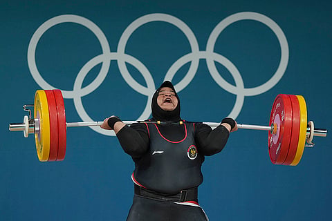 Paris Olympics weightlifting: Nurul Akmal of Indonesia competes during the women's +81kg event
